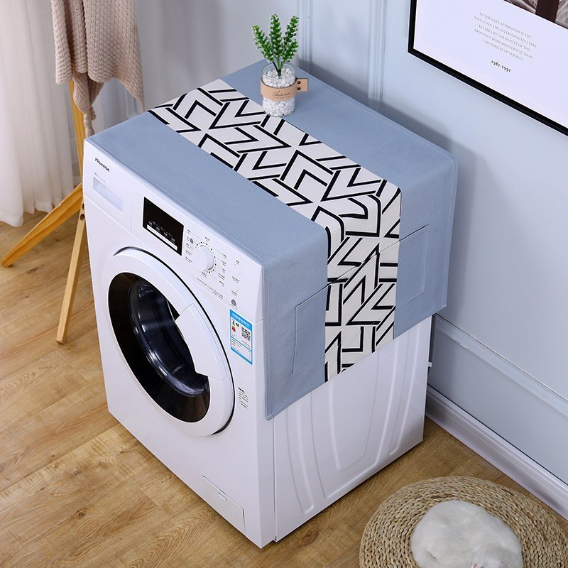 遮盖巾棉麻冰箱罩防水盖布单双开冰箱巾洗衣机防尘罩微波炉罩 简约-美好 35*100cm(微波炉烤箱)高清大图