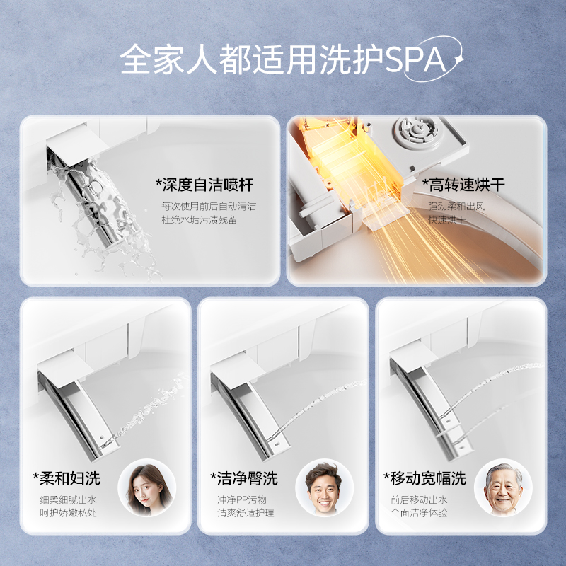 QOTOTH8全自动家用智能马桶内置泡泡盾洁厕灵人体工学零重力坐感高清大图
