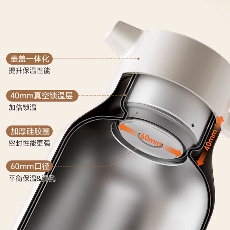 苏泊尔(SUPOR)家用大容量保温热水保温壶 1.5l KCV15BF50烟雨灰高清大图