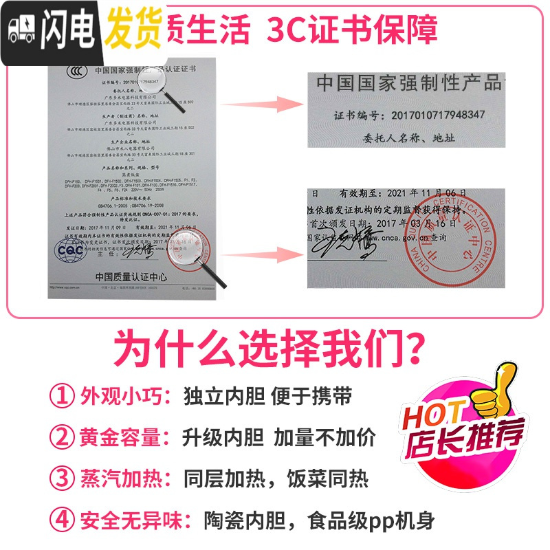 三维工匠电热饭盒可插电高温加热保温饭盒上班族蒸煮热带饭桶 定时款双内胆+餐具套餐+内胆包