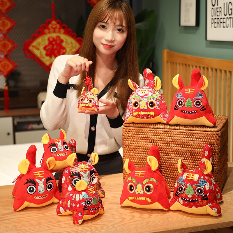 智扣布老虎传统民间工艺生肖娃娃玩偶虎年吉祥物公仔毛绒玩具定制礼品年货