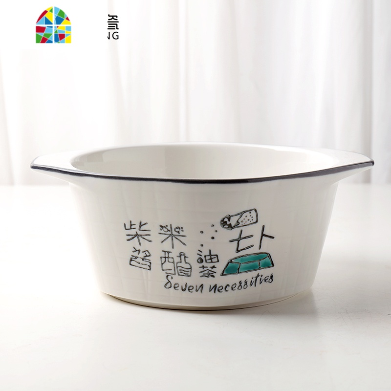 陶瓷新款柴米油盐家用创意异形碗碟套装北欧ins单个网红餐具 FENGHOU 5英寸高脚碗2个高清大图
