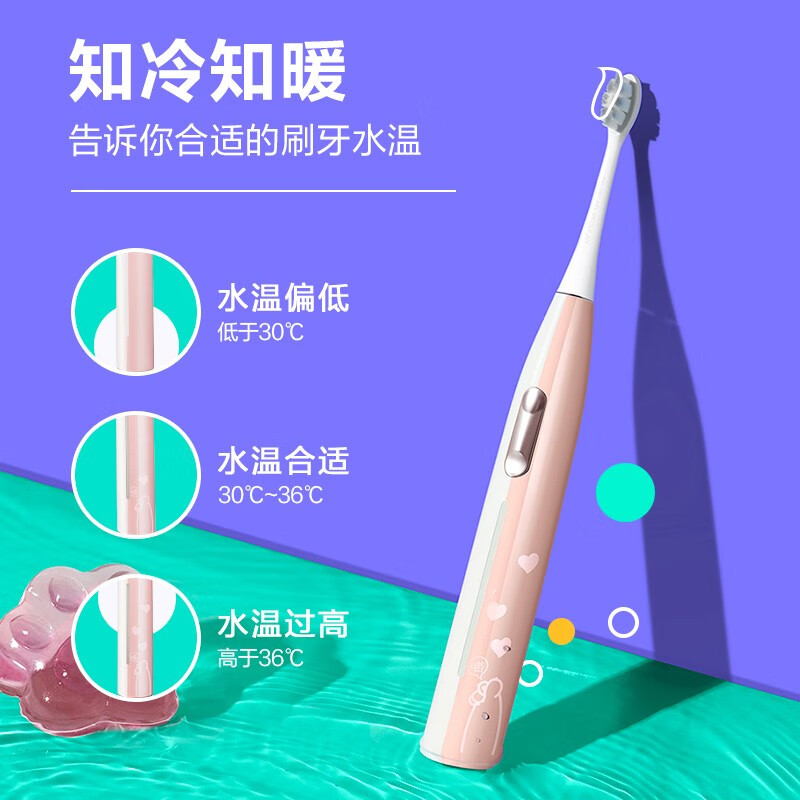 贝医生电动牙刷成人声波软毛情侣牙刷送礼物国货 E3 粉喵[内配2刷头]高清大图