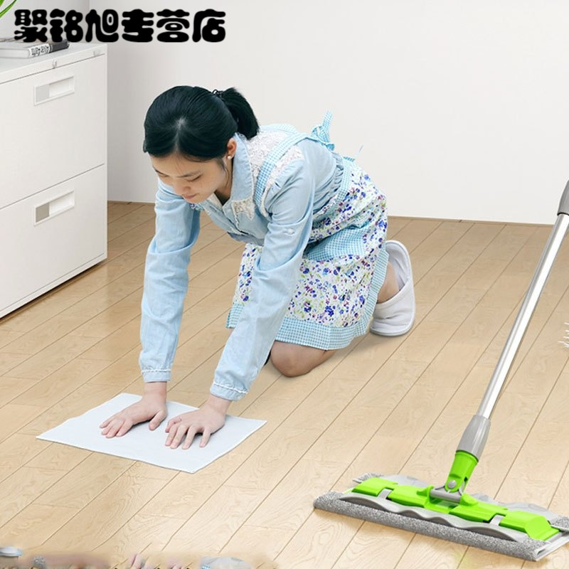 [送清洁刮刀4块布]简约可夹旧毛巾平板拖把免手洗家用托把拖地旋转木地板懒人地拖拖布墩布家居家用清=清洁用品
