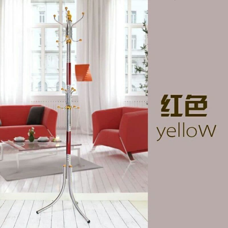 不锈钢衣帽架落地衣架欧式落地客厅卧室挂衣架包包外套收纳整理架 红色款图片