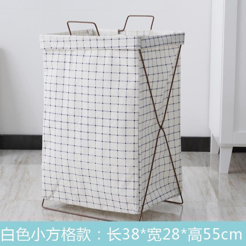 家柏饰(CORATED)家用布艺脏衣篮脏衣服收纳筐脏衣篓可折叠玩具衣物收纳桶洗衣篮 白色方格