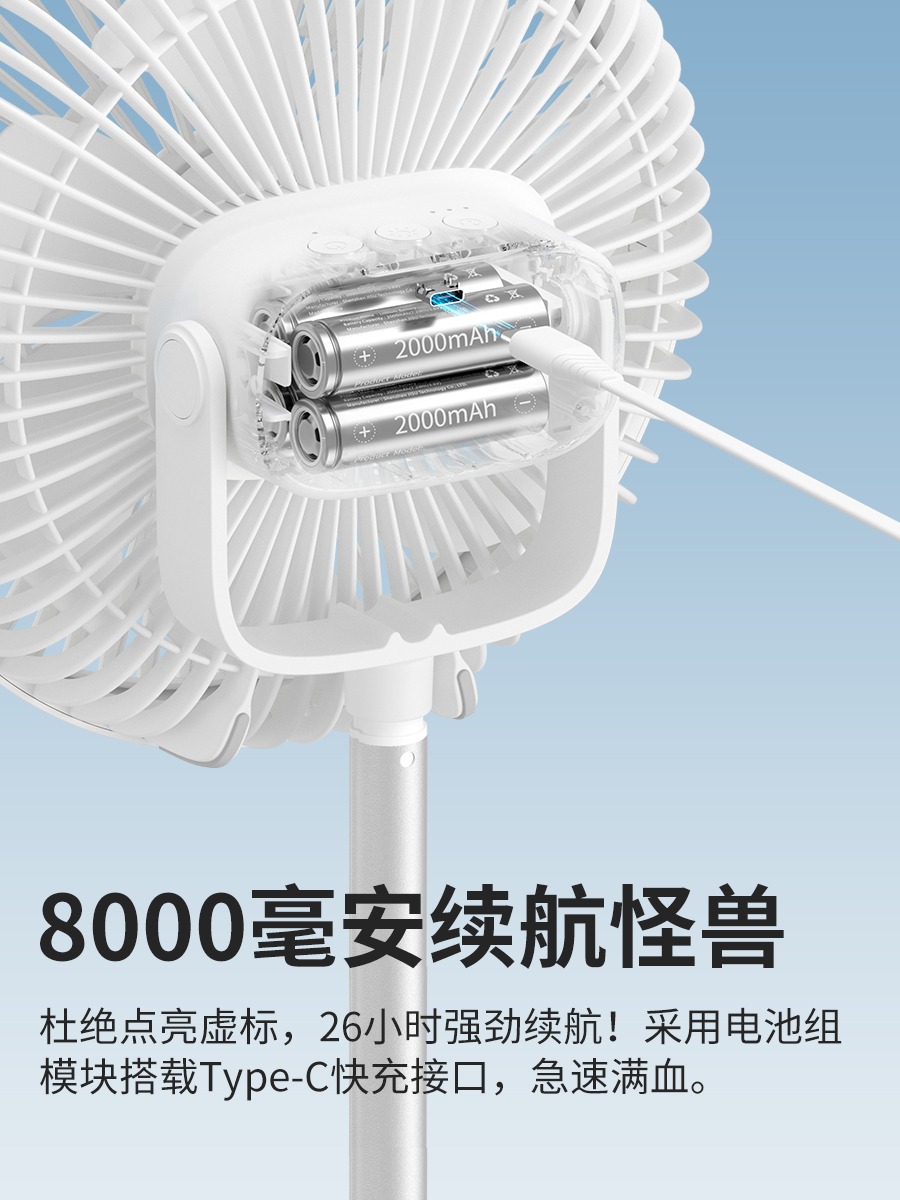 几素户外露营usb小吊扇超长续航便携式桌面充电小风扇夏天立式营地帐篷吊扇灯学生宿舍床上吊式风扇遥控小型高清大图