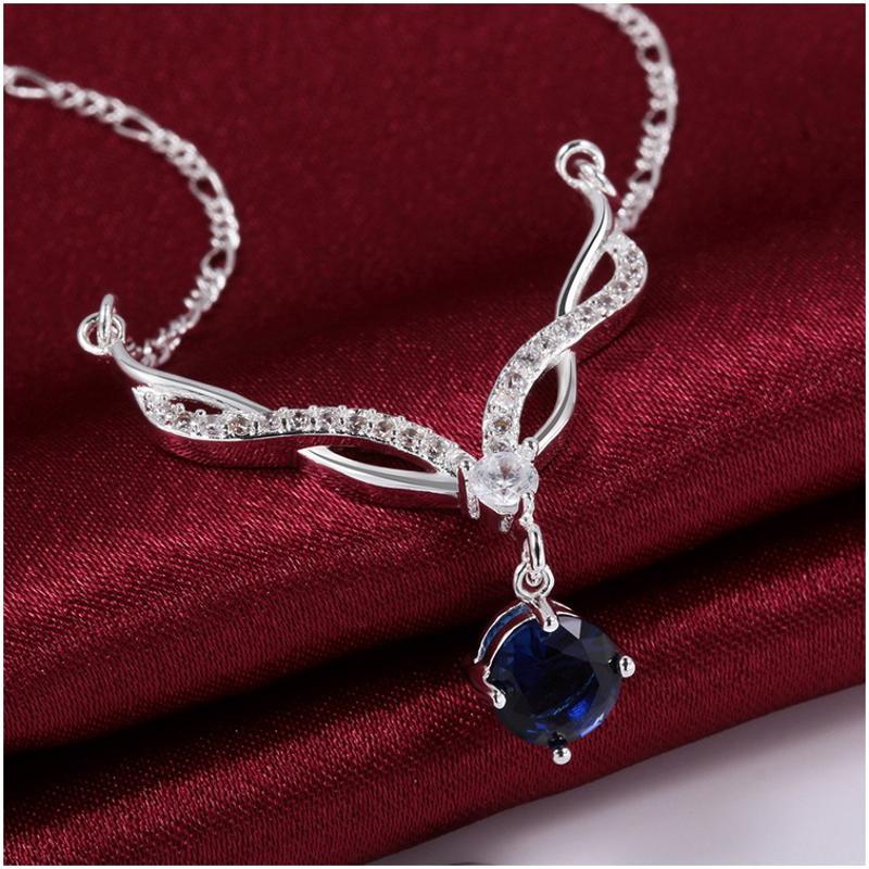 N534 Women Silver Necklace 镀925纯银女项链日韩版锁骨链潮人送女朋友七夕情人节礼物