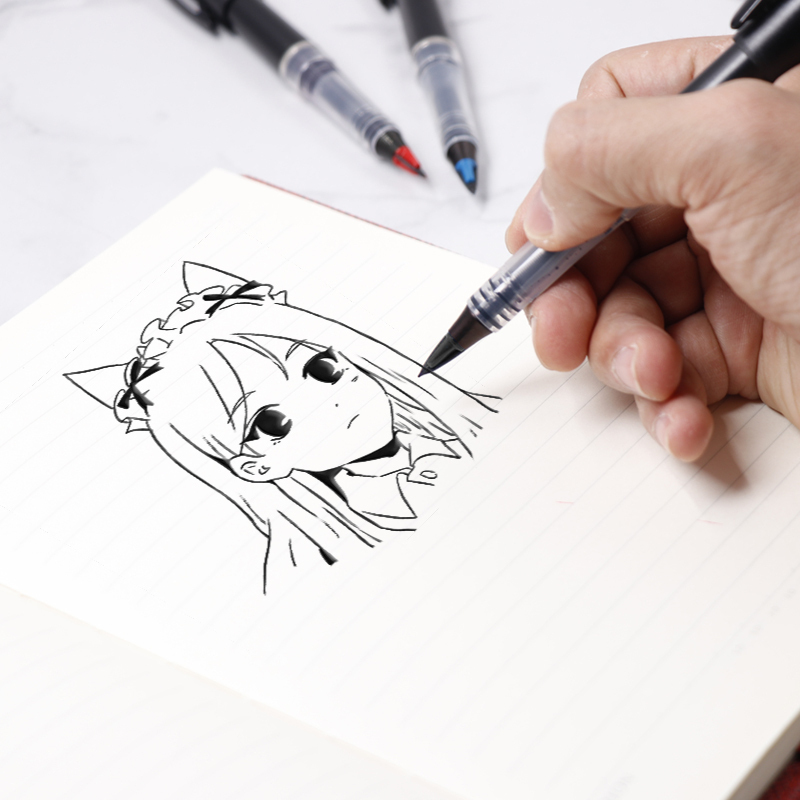 日本派通 TRJ50签字笔大班签字笔漫画手绘笔 鸭嘴笔头签名笔 黑色 单支装