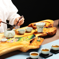 尚帝 shangdi 整套茶具陶瓷功夫汝窑茶具可养开片套装蝉翼纹茶壶公道杯茶杯 巧云壶10入礼盒装