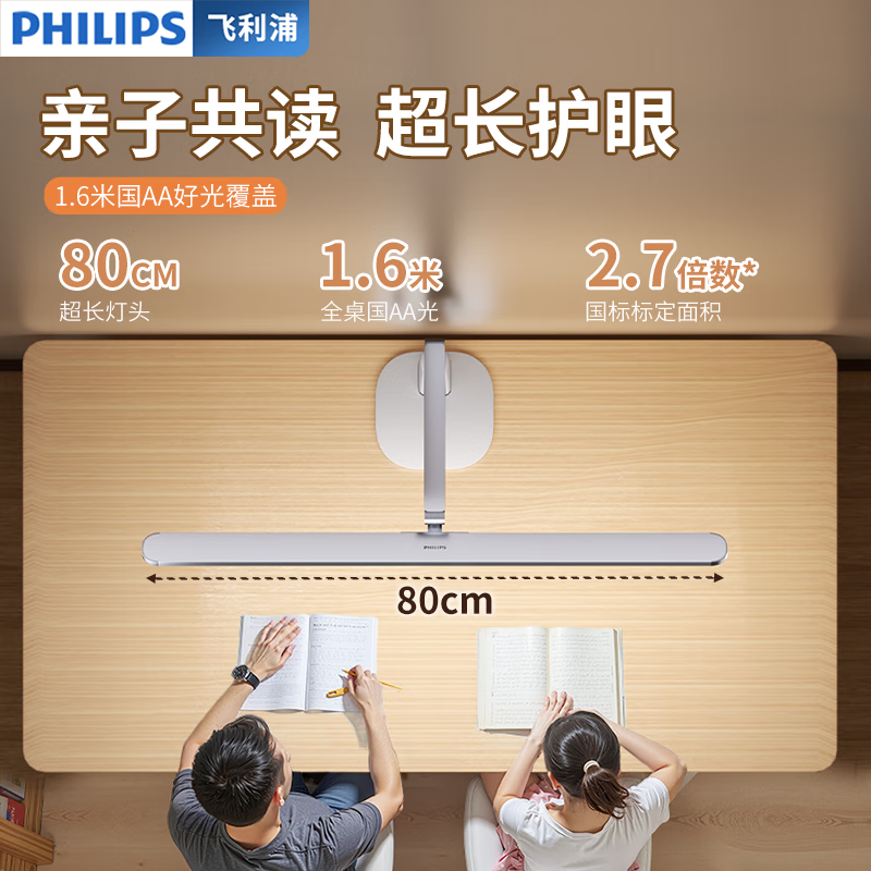 飞利浦 台灯护眼灯学习专用阅读灯led全光谱床头灯A4L高清大图