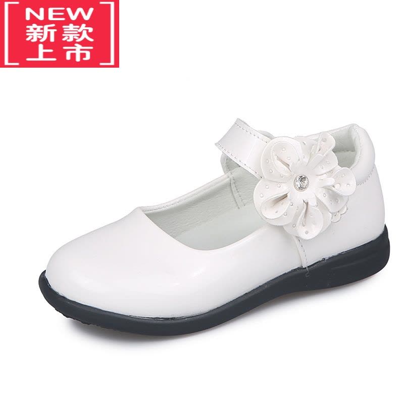 可莉允新款演出水钻小中孩子皮鞋镂空春秋公主花朵蝴蝶结魔术贴女儿童鞋运动休闲鞋图片