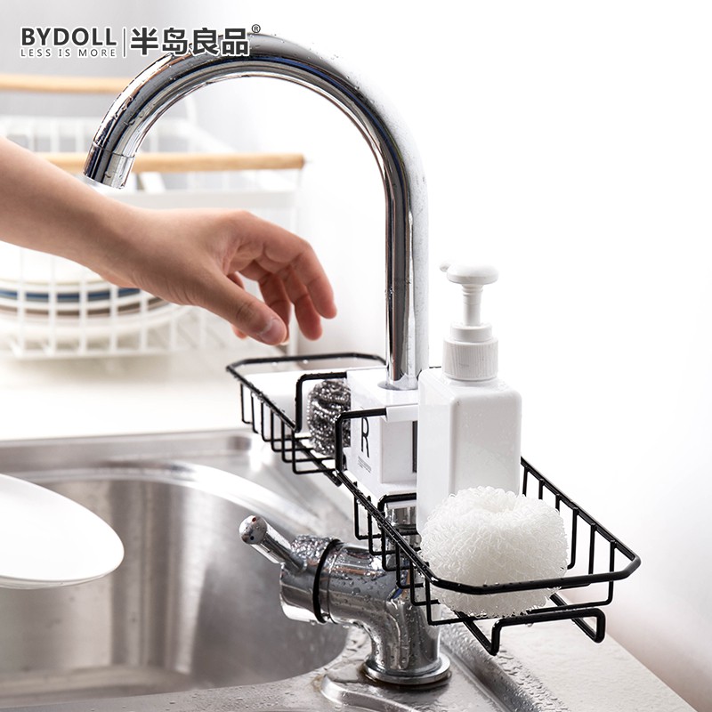 水置物架水龙头沥水架厨房水池收纳架家用免打孔不锈钢卫生间收纳层架 三维工匠高清大图