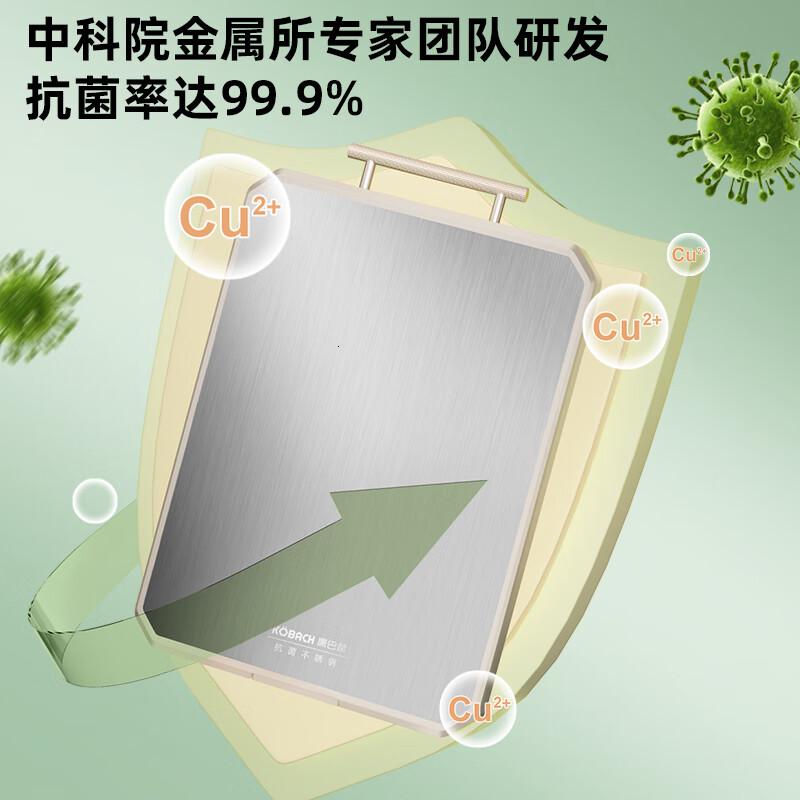 康巴赫(KBH)全护盾菜板双面案板切菜板家用加厚砧板不锈钢可立式小麦高清大图