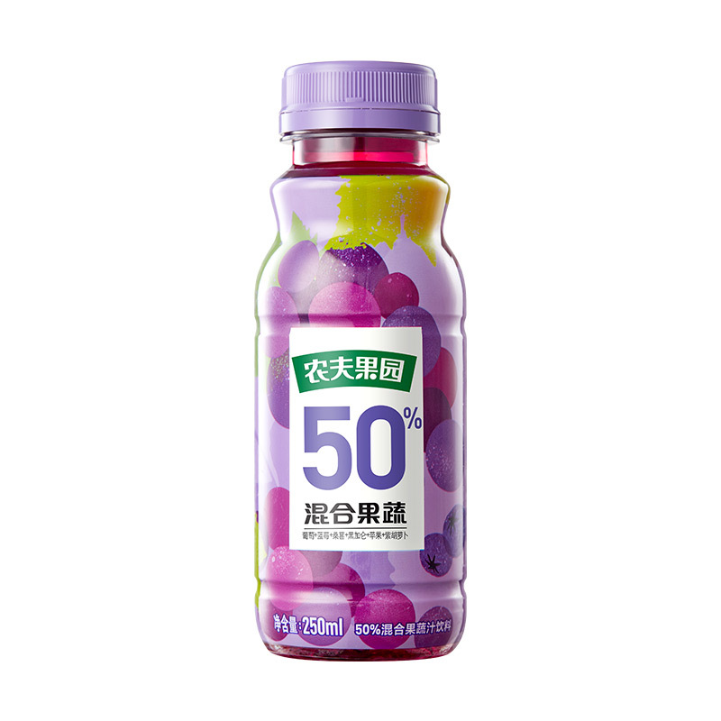 农夫山泉农夫果园50%混合果蔬(葡萄+蓝莓)250ml*12 塑膜装