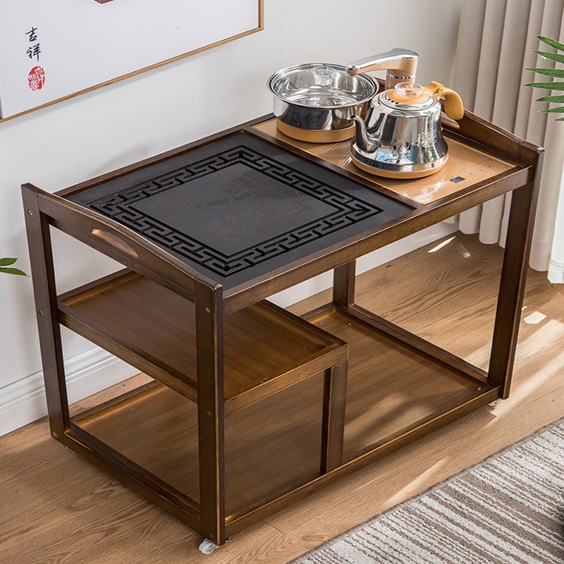 移动小茶台茶桌简约家用茶车客厅阳台烧水壶一体茶几茶盘茶具套装