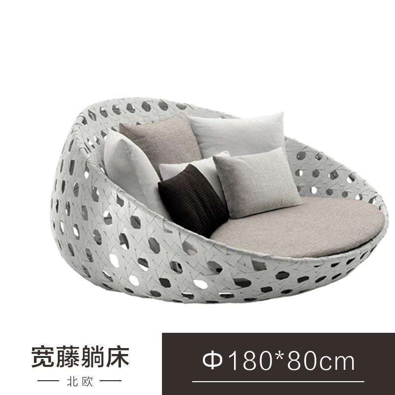 森美人户外躺床躺椅藤编室外露天游泳池创意藤椅藤沙发酒店高端躺床定制 180宽藤躺床
