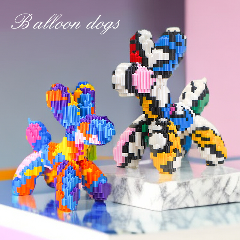 气球狗微小颗粒立体拼装积木女孩diy儿童玩具模型摆件高清大图