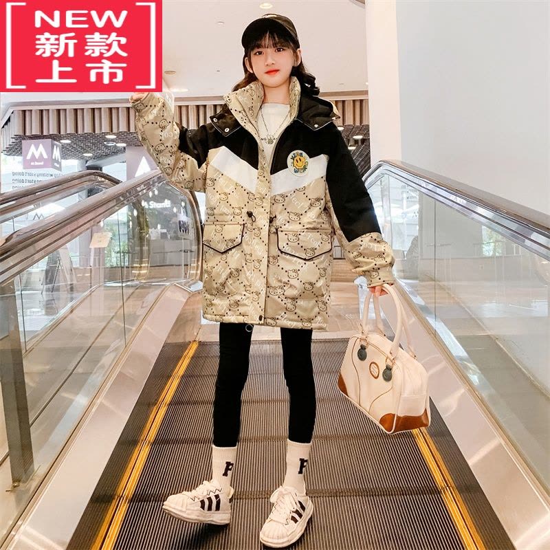 可莉允女童外套秋冬2022新款洋气儿童加绒加厚冬装中大童中长款派克棉服图片