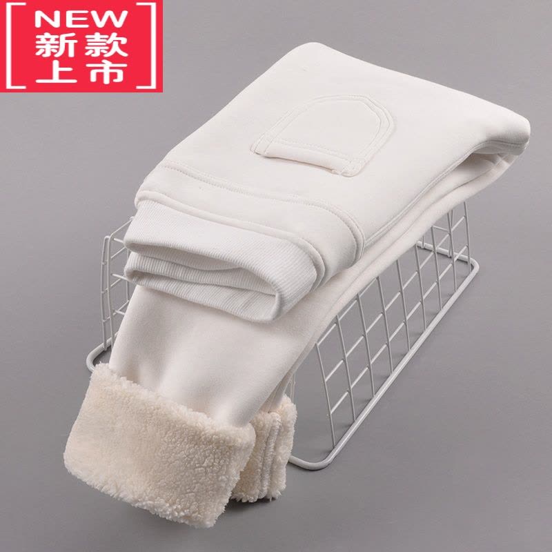 可莉允女童加绒裤子秋冬加厚保暖铅笔裤中大童特厚一体绒白色儿童打底裤保暖裤图片