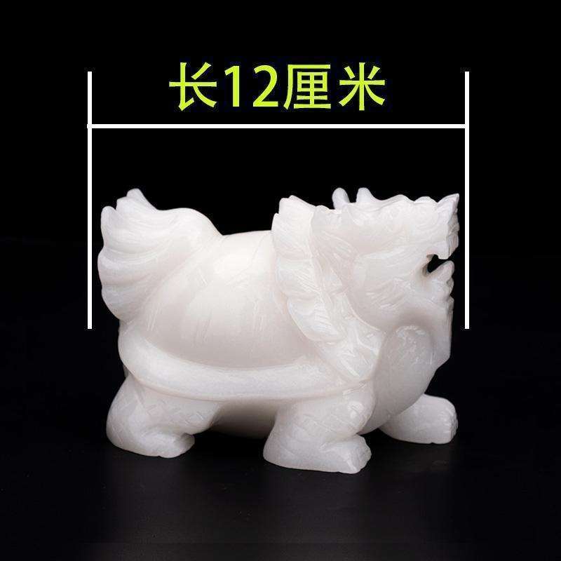 美帮汇玉石白玉龙龟摆件客厅玄关家居摆设一对高清大图