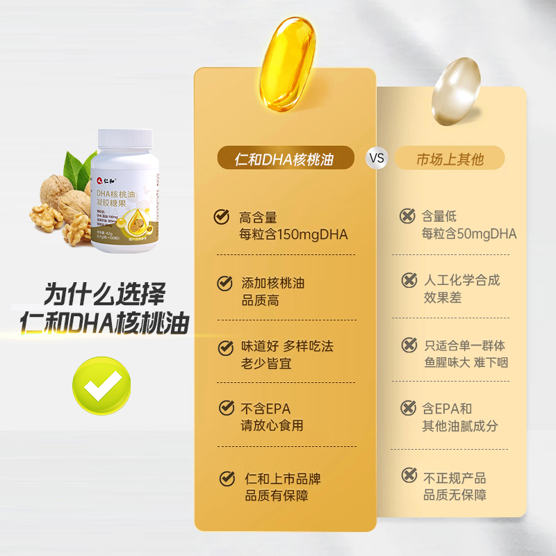 仁和dha核桃油胶囊60粒/瓶