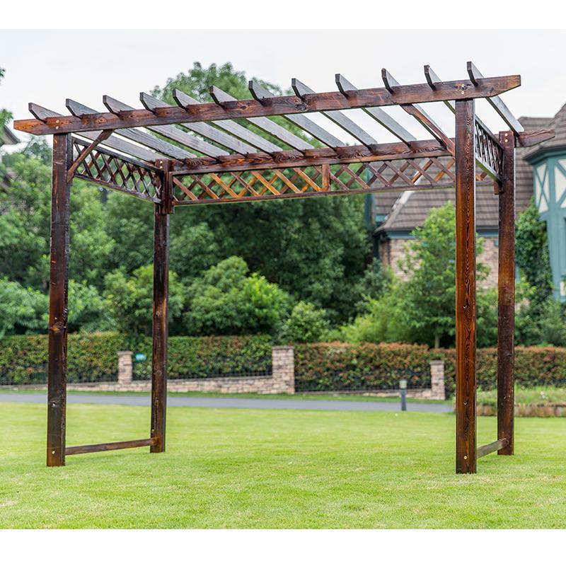 森美人庭院碳化木葡萄架户外简易防腐木葡萄架庭院实木户外凉亭木屋家具 常规架子（无桌椅）立柱5*10尺寸300*130*212