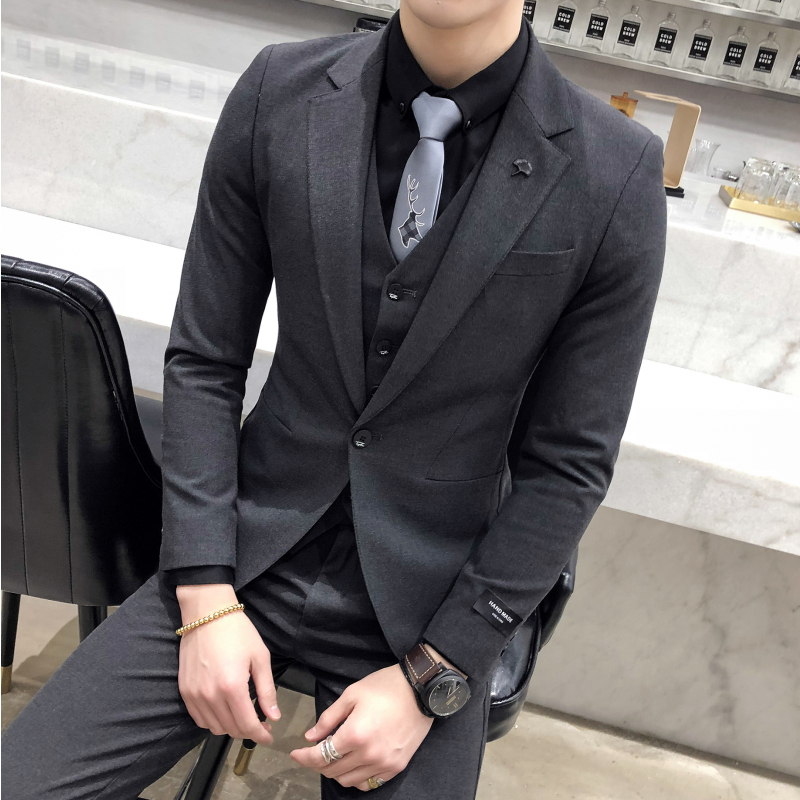 骄克雄狮jankeleone休闲西服套装男修身潮流商务正装男士新郎伴郎结婚