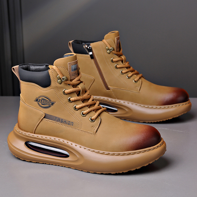 马丁靴男新款秋冬高帮真皮靴子休闲皮鞋冬季加绒英伦风工装短靴