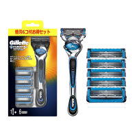 吉列(GILLETTE) 锋隐5致护冰酷 5+1层刀头 手动剃须刀刮胡刀 1个刀架+6个刀头 蓝色
