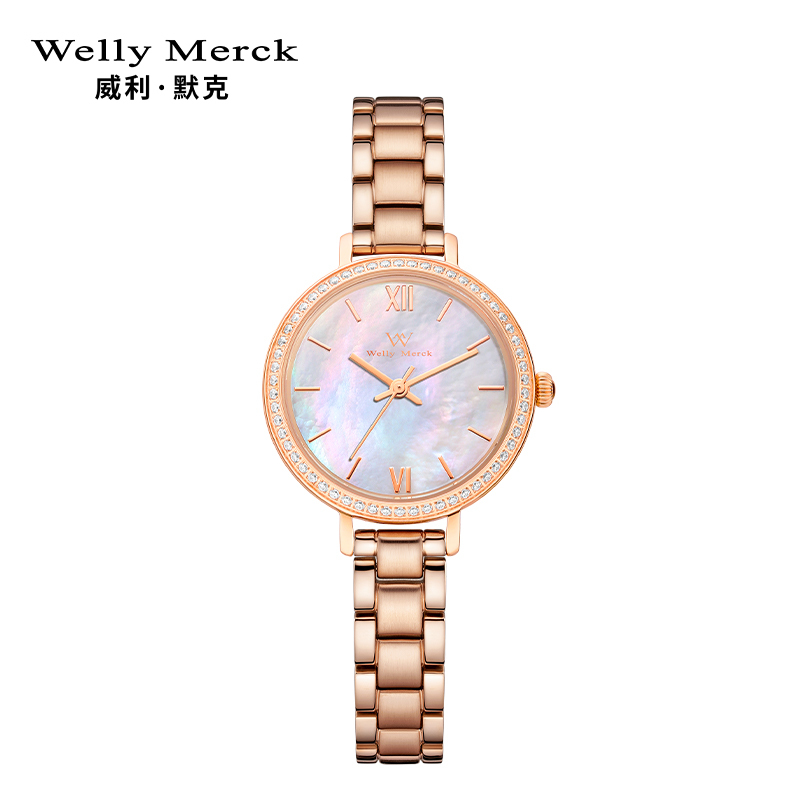 welly merck 威利默克手表女石英表细带小巧气质超薄学生防水个性女士时尚潮流女表WM022L