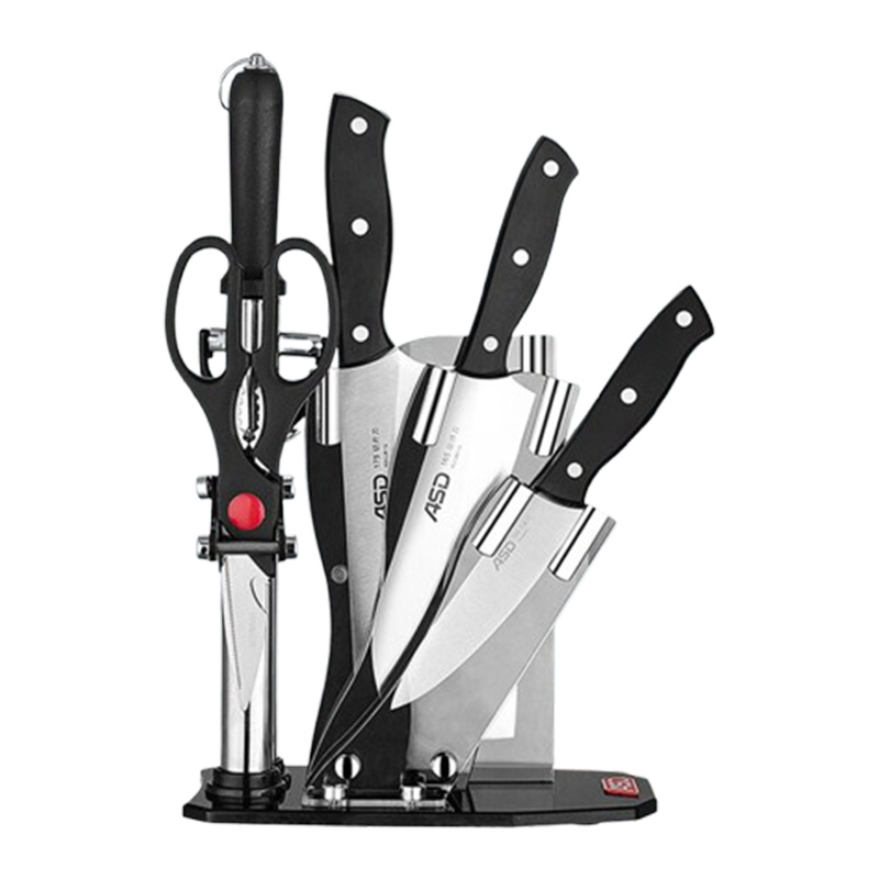 爱仕达刀具七件套冰锐七件套不锈钢刀具套装带刀座903707
