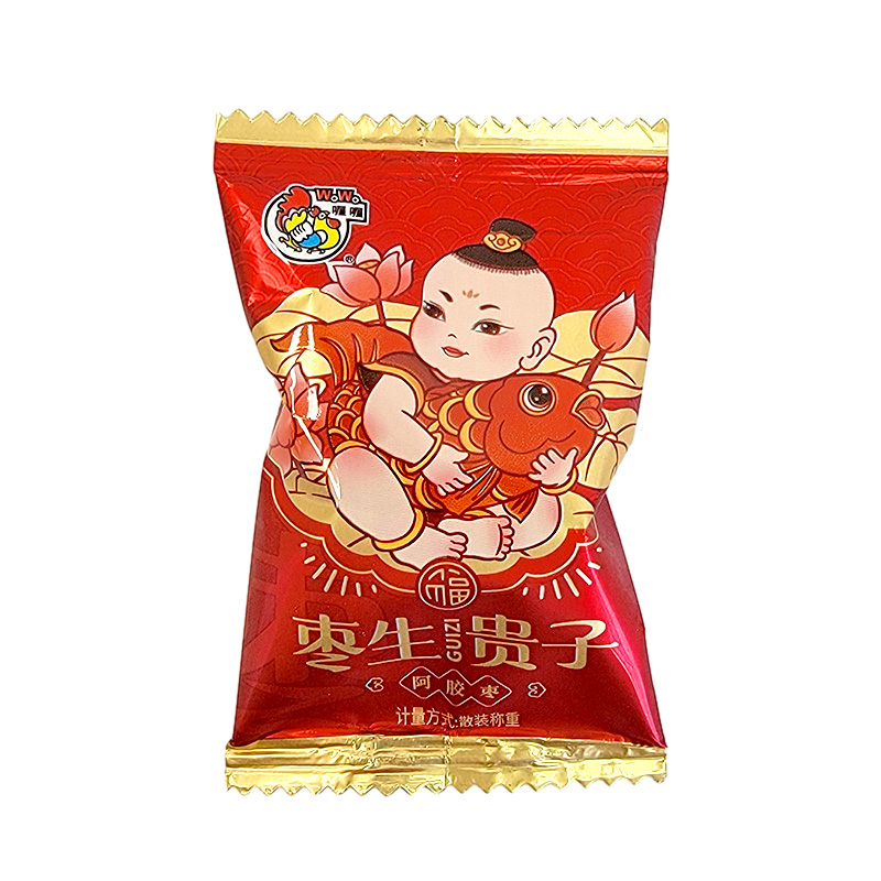喔喔阿胶枣锦鲤娃散装500g婚庆结婚喜糖金丝小枣阿胶枣休闲零食品高清大图