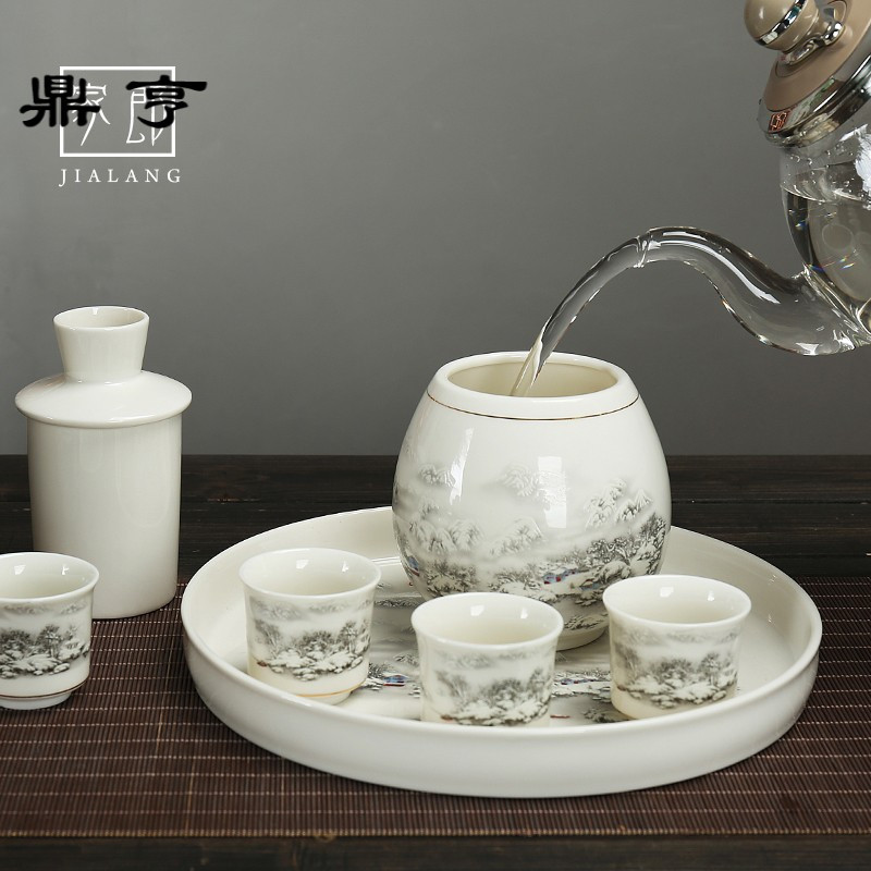鼎亨温烫酒壶家用陶瓷酒具套装黄酒热酒白酒杯暖半酒器