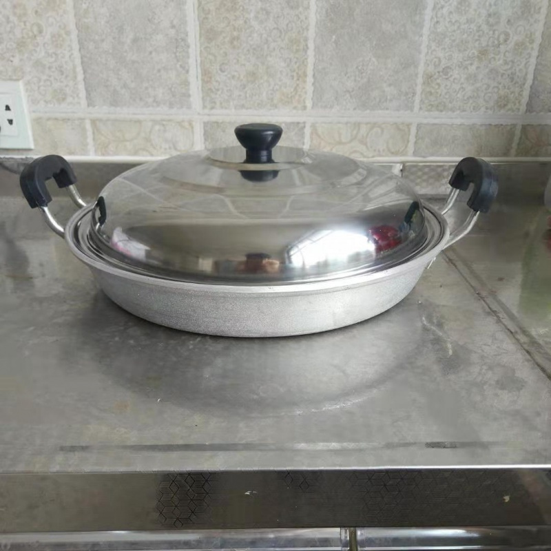 无铝吕平锅老式铝锅家用烘焙精灵锅铝涂层锅煎饼煎锅商用锅烙平底饼锅 口径36cm加厚款4.3斤无盖