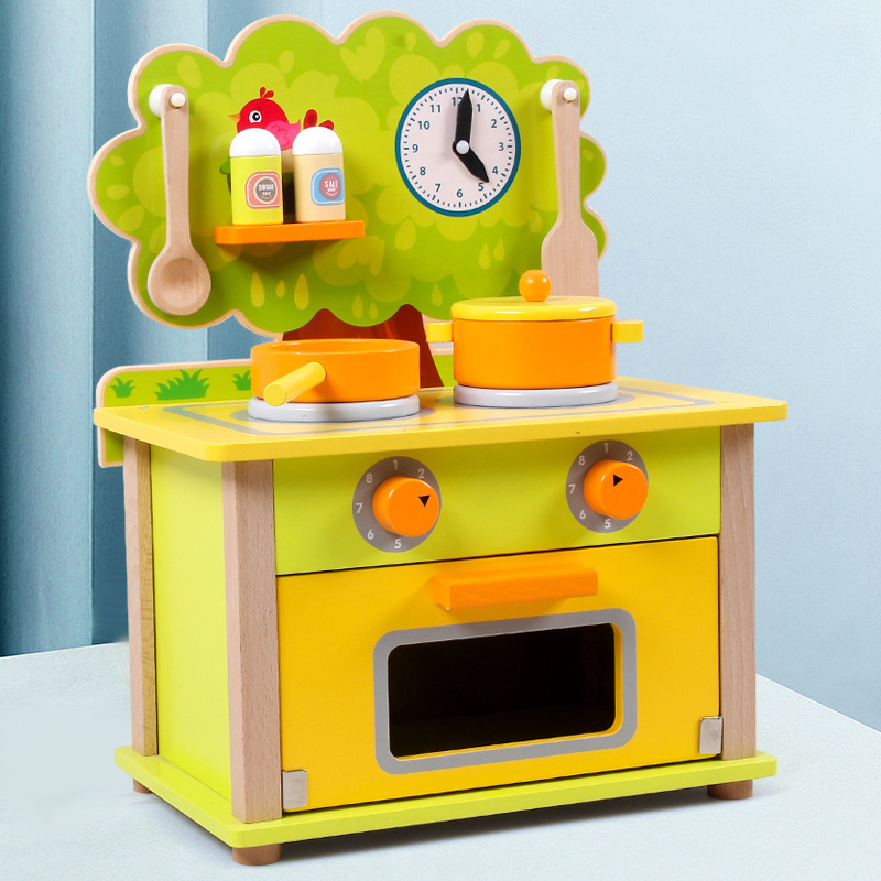 木制仿真过家家厨具煤气灶台儿童日式厨房男女孩互动早教玩具