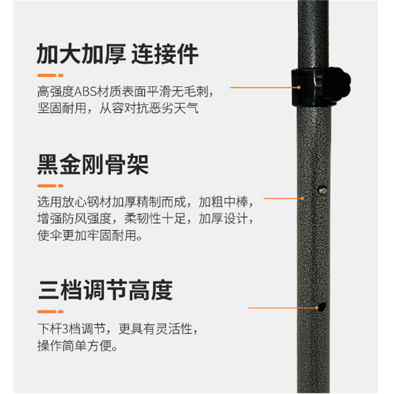 优橙户外活动遮阳太阳伞直径3.0米折叠太阳伞 三层伞骨架烤漆铁骨架 420D牛津布防雨防晒带底座