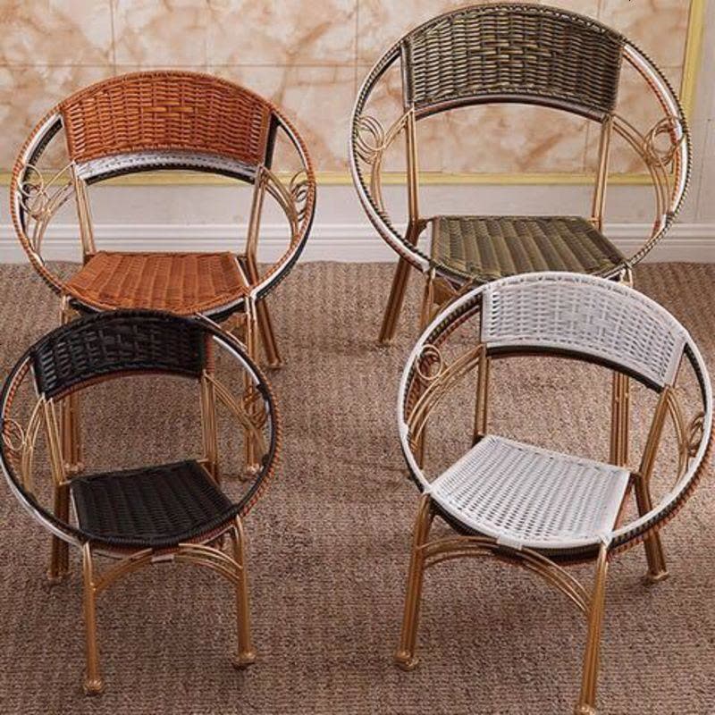 椅子户外桌椅儿童凳子阳台藤椅靠背椅休闲家用小藤椅子矮凳子 白色 加大号升级版[45cm]图片