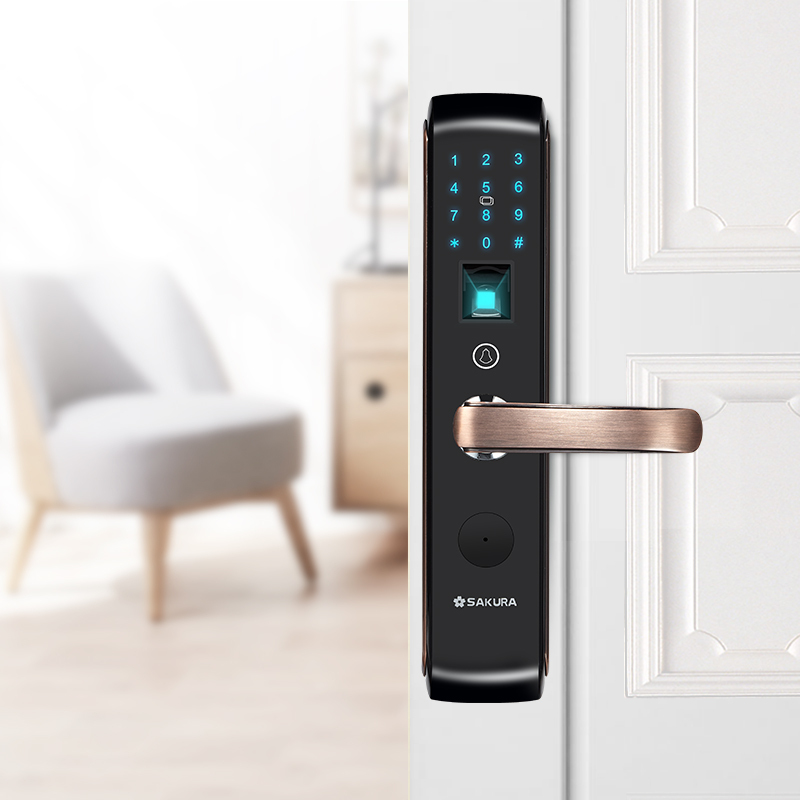 樱花sakura智能指纹锁家用防盗门指纹锁入户门电子锁带门铃密码锁app