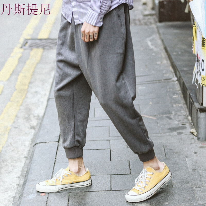 东京衣柜男装欧美宽松裆薄款高街休闲裤子男潮男哈伦阔腿束脚裤