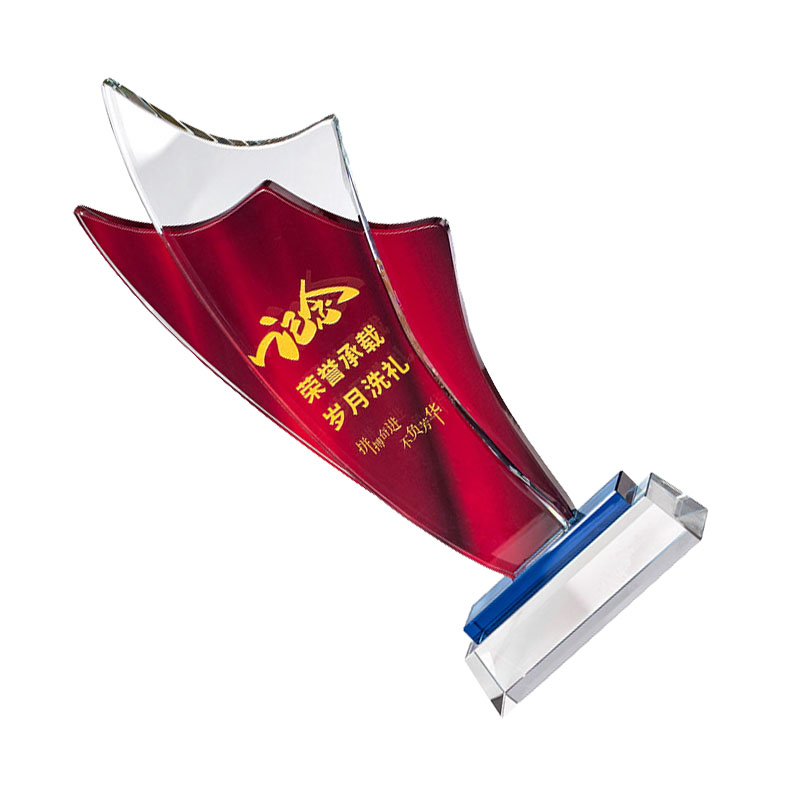 优彩嘉 政治生日纪念奖杯 水晶流动红旗款 J-11 单位:个高清大图