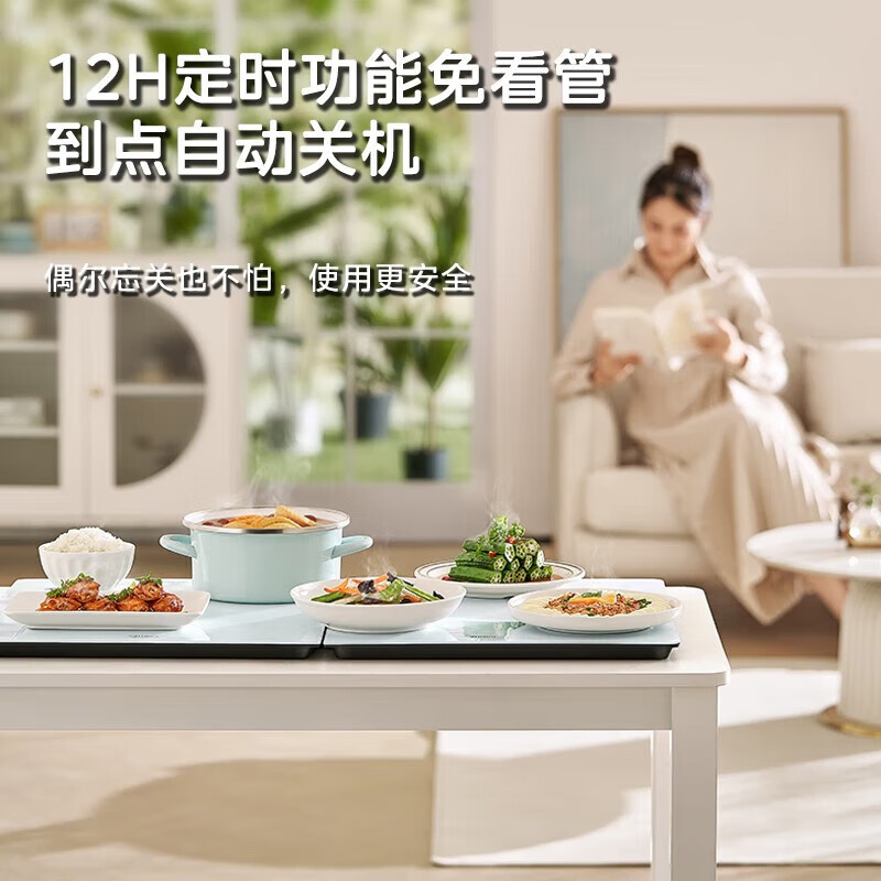 美的(Midea)暖菜板 HBU8045FZ 双区控温加热桌垫 折叠式热菜板 饭菜保温板家用热饭保温菜板 450W功率高清大图