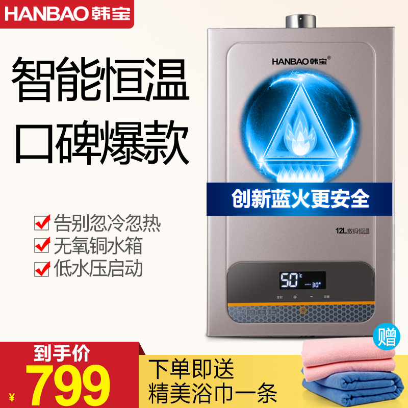 韩宝12L强排式恒温燃气热水器 即热式热水器 DSH13天然气(覆盖范围包安装)