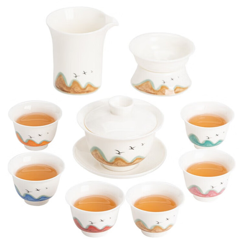 苏氏陶瓷/SUSHI CERAMICS J0956 千里江山三才盖碗茶具组 (单位:套)高清大图