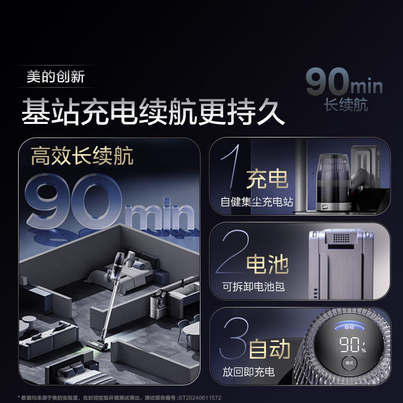 美的(Midea)吸尘器家用大吸力Q9 Station手持无线吸尘器 吸尘器家用宠物除螨 无线自集尘空间站Q9s基站版高清大图