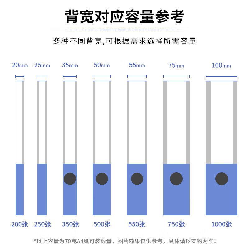 得力PA01 PVC包纸板档案盒 单个装 背宽35mm蓝色-无压纸夹 A4磁扣文件盒文件收纳盒