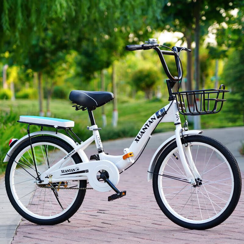 新款折叠自行车20 22 24寸超轻便携通勤单车实心胎 浪漫樱花粉++座垫 儿童折叠款式20寸+辅助轮