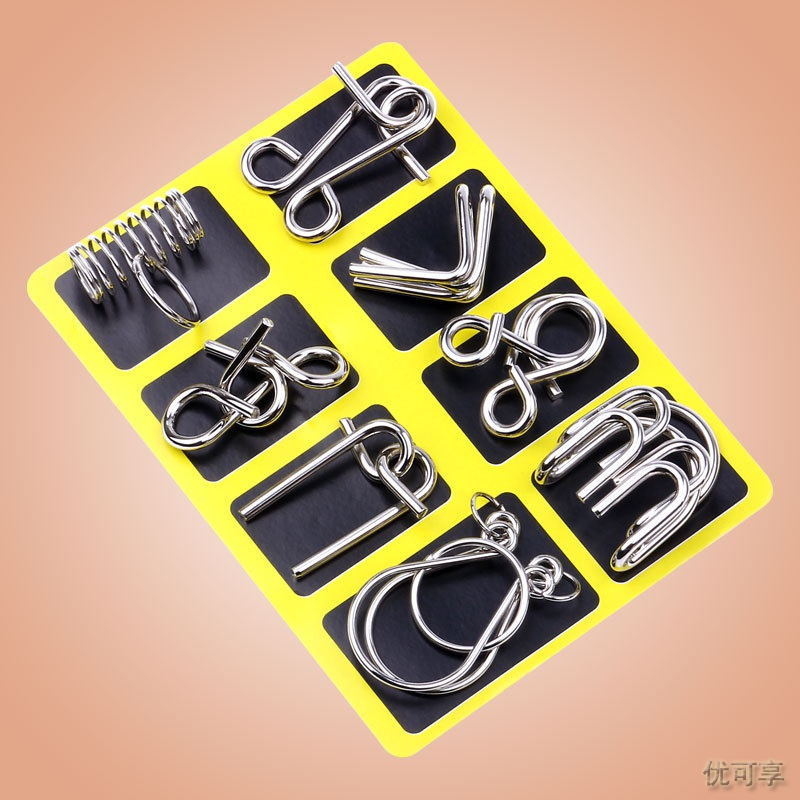 九连环玩具解环解扣儿童早教学生通关烧脑 孔明锁8件套装