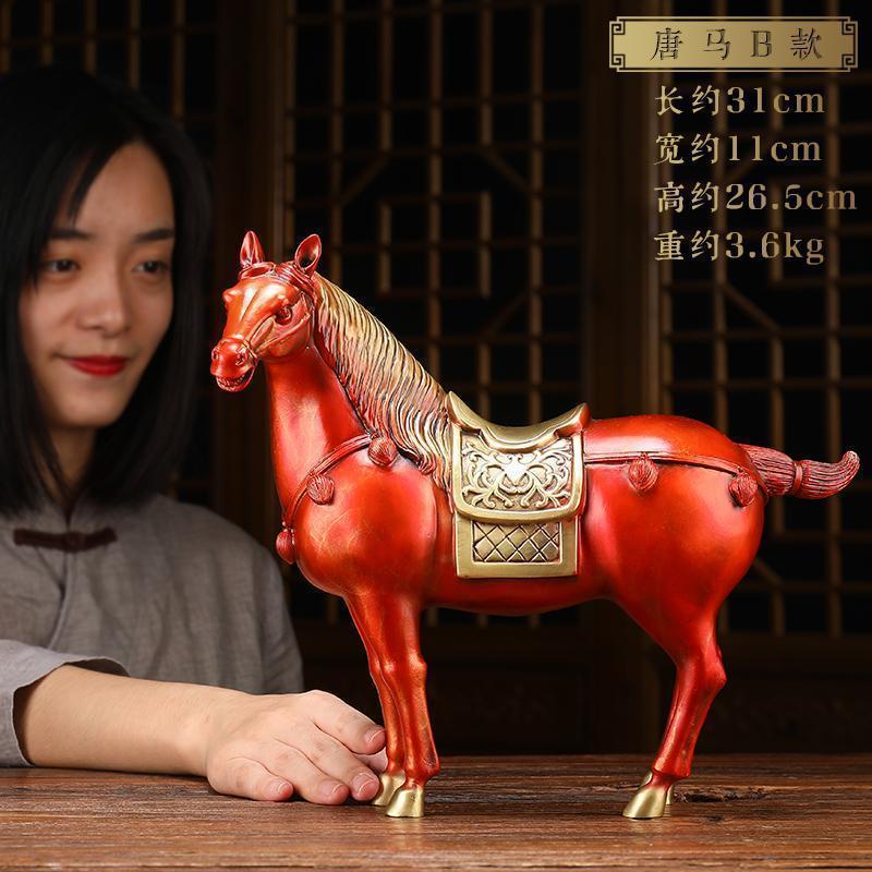 美帮汇铜马摆件 中式 工艺品 千里马 铜唐马到成功 摆设 礼品高清大图