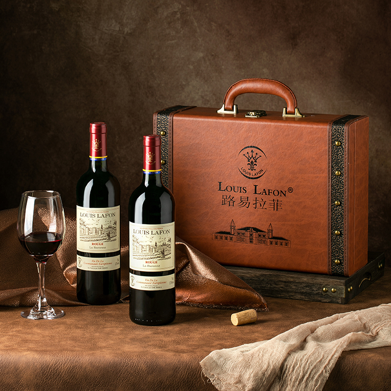 路易拉菲(LOUIS LAFON)男爵夫人干红葡萄酒 750ml 法国进口 双支礼盒装